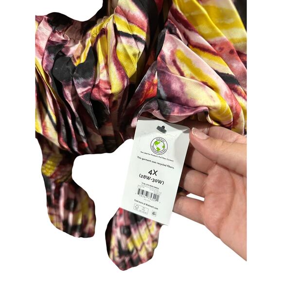 4X Terra & Sky Black Label Women's Plus Size Pleated Off the Shoulder Midi Dress - Picture 4 of 6